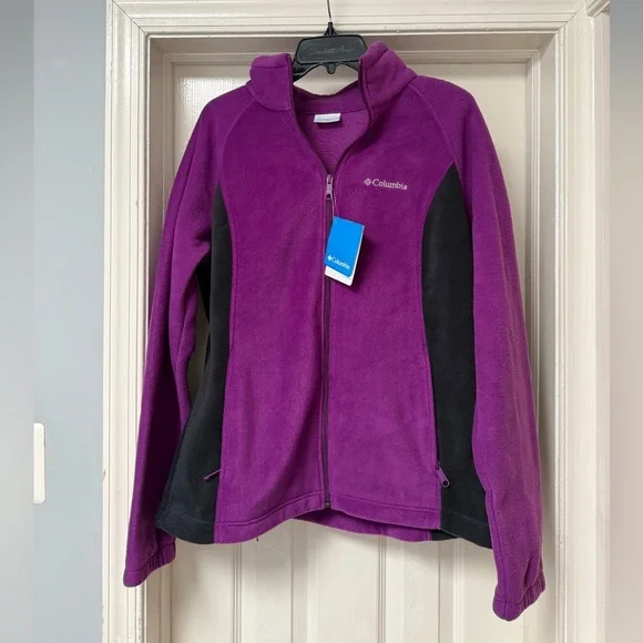 NWT Columbia Purple and Black Zip Fleece Jacket, XL - Picture 1 of 6